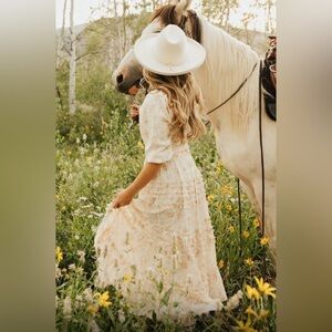 Ivy City Co Floral Cream Aniston Midi Dress